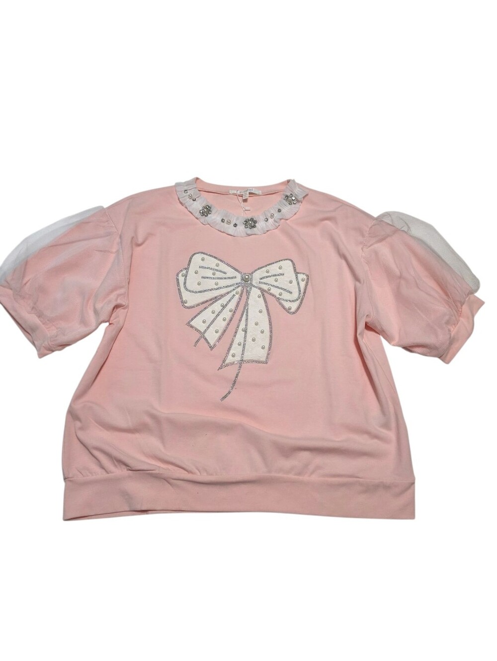 Pastel Coquette Cotton Light Pink Short Sleeve Soft Girl Top Sz M